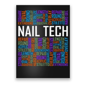 Funny Nail Tech Words Nail Technician Manicurist Design Poster