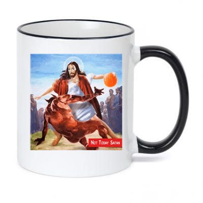 Funny Not Today Satan Jesus Crossover Basketball 11oz Black Color Changing Mug