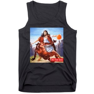 Funny Not Today Satan Jesus Crossover Basketball Tank Top