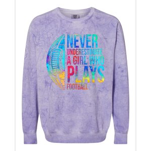 funny Never Underestimate A  Who Plays Football Colorblast Crewneck Sweatshirt