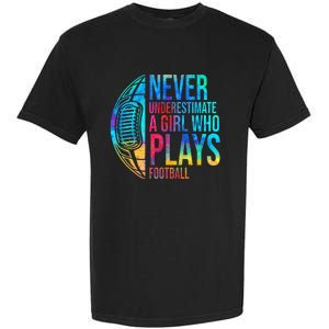 funny Never Underestimate A  Who Plays Football Garment-Dyed Heavyweight T-Shirt