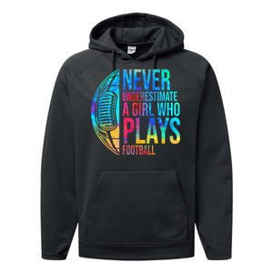 funny Never Underestimate A  Who Plays Football Performance Fleece Hoodie