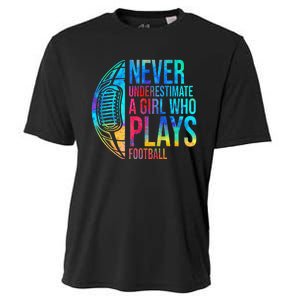 funny Never Underestimate A  Who Plays Football Cooling Performance Crew T-Shirt