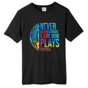 funny Never Underestimate A  Who Plays Football Tall Fusion ChromaSoft Performance T-Shirt