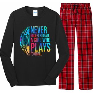 funny Never Underestimate A  Who Plays Football Long Sleeve Pajama Set