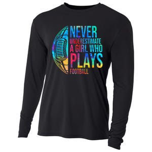 funny Never Underestimate A  Who Plays Football Cooling Performance Long Sleeve Crew