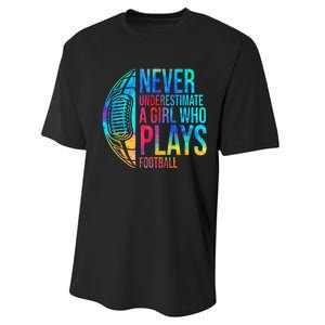 funny Never Underestimate A  Who Plays Football Performance Sprint T-Shirt