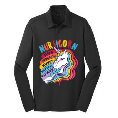 Funny Nursicorn Unicorn Nurse Is Cooler Cute Nursing Student Meaningful Gift Silk Touch Performance Long Sleeve Polo