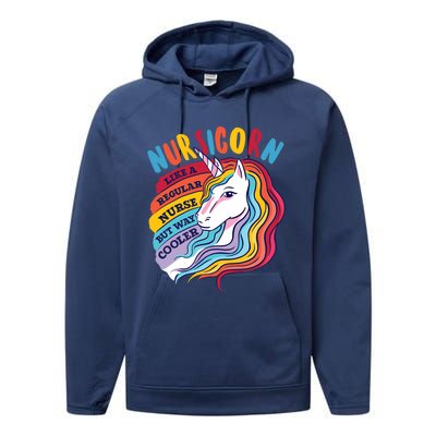 Funny Nursicorn Unicorn Nurse Is Cooler Cute Nursing Student Meaningful Gift Performance Fleece Hoodie