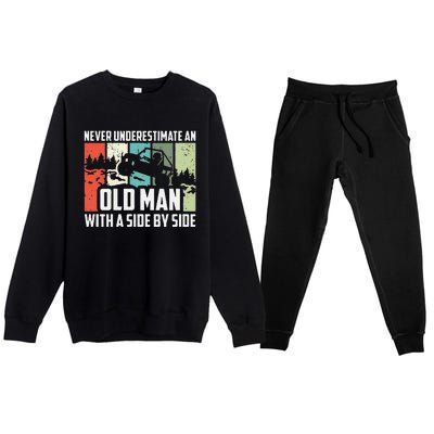 Funny Never Underestimate An Old Man With A Side By Side Utv Premium Crewneck Sweatsuit Set