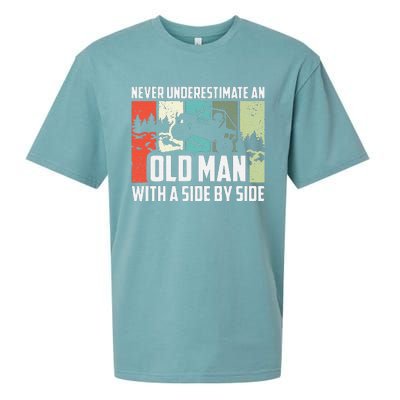 Funny Never Underestimate An Old Man With A Side By Side Utv Sueded Cloud Jersey T-Shirt