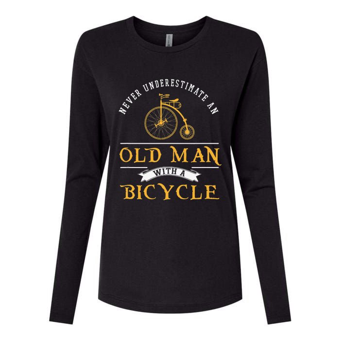 Funny Never Underestimate An Old Man With A Bicycle Womens Cotton Relaxed Long Sleeve T-Shirt