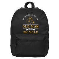 Funny Never Underestimate An Old Man With A Bicycle 16 in Basic Backpack