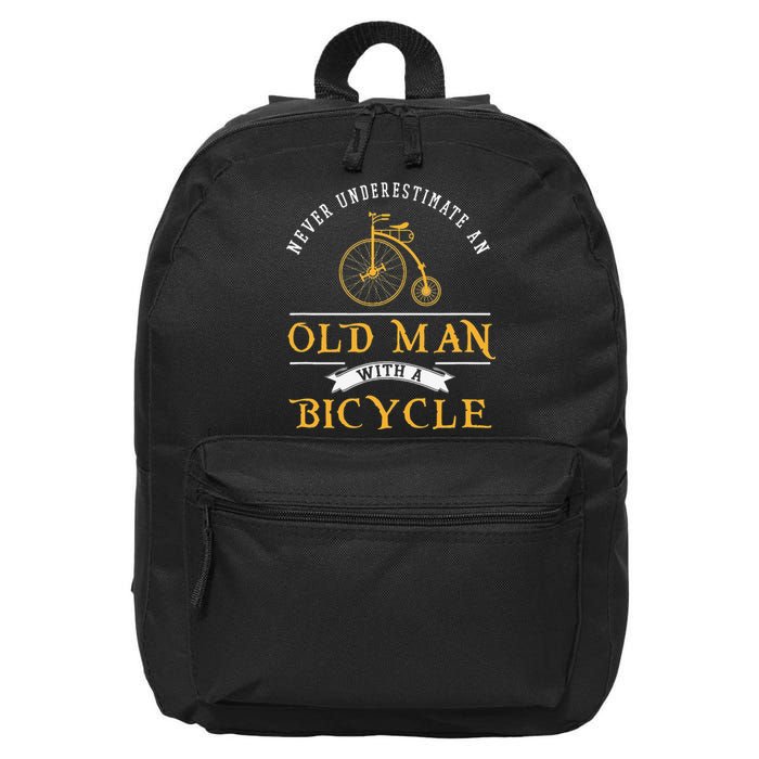 Funny Never Underestimate An Old Man With A Bicycle 16 in Basic Backpack