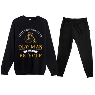 Funny Never Underestimate An Old Man With A Bicycle Premium Crewneck Sweatsuit Set