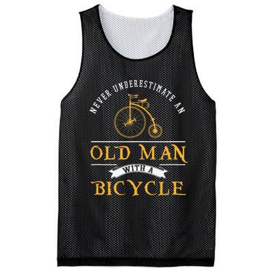 Funny Never Underestimate An Old Man With A Bicycle Mesh Reversible Basketball Jersey Tank