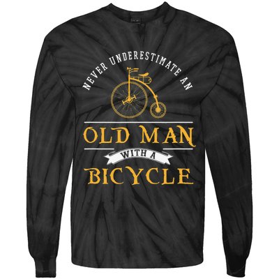 Funny Never Underestimate An Old Man With A Bicycle Tie-Dye Long Sleeve Shirt