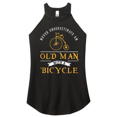 Funny Never Underestimate An Old Man With A Bicycle Women’s Perfect Tri Rocker Tank