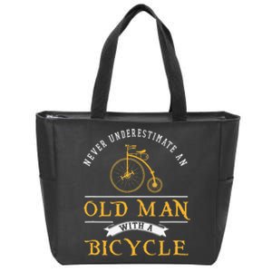 Funny Never Underestimate An Old Man With A Bicycle Zip Tote Bag