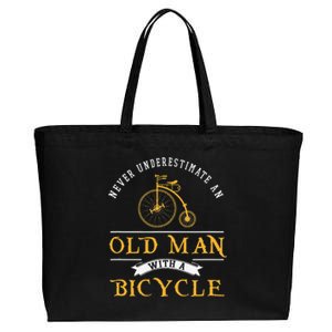 Funny Never Underestimate An Old Man With A Bicycle Cotton Canvas Jumbo Tote