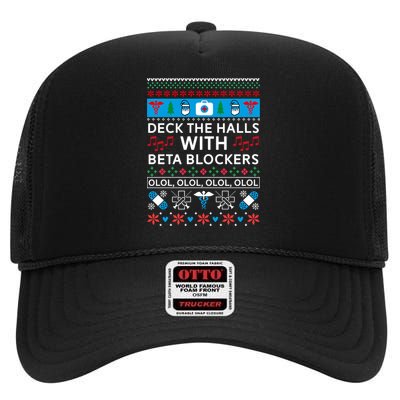 Funny Nurse Ugly Christmas Xmas High Crown Mesh Back Trucker Hat