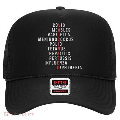 Funny Nurse Vaccinated Covid Vaccines Vaccines Saves Lives High Crown Mesh Back Trucker Hat