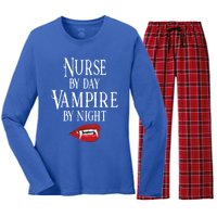 Funny Nurse Vampire Quote Halloween Joke Rn Lpn Crna Meaningful Gift Women's Long Sleeve Flannel Pajama Set 