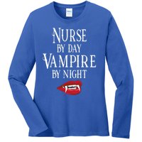 Funny Nurse Vampire Quote Halloween Joke Rn Lpn Crna Meaningful Gift Ladies Long Sleeve Shirt