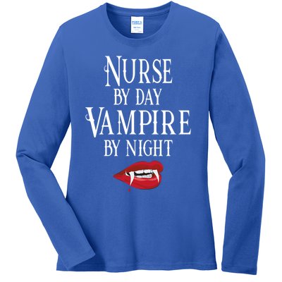 Funny Nurse Vampire Quote Halloween Joke Rn Lpn Crna Meaningful Gift Ladies Long Sleeve Shirt