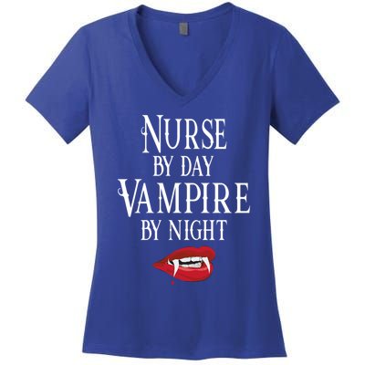 Funny Nurse Vampire Quote Halloween Joke Rn Lpn Crna Meaningful Gift Women's V-Neck T-Shirt