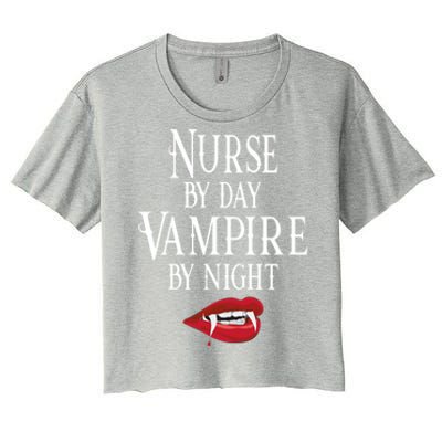 Funny Nurse Vampire Quote Halloween Joke Rn Lpn Crna Meaningful Gift Women's Crop Top Tee