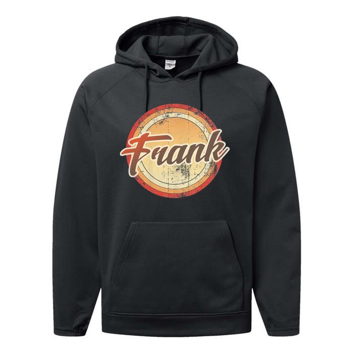 Frank Name Vintage Distressed 70s 80s Retro Frank Performance Fleece Hoodie