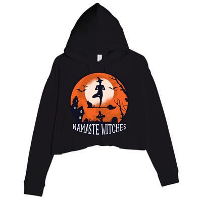 Funny Namaste Witches Halloween Yoga And Relaxation Funny Gift Crop Fleece Hoodie