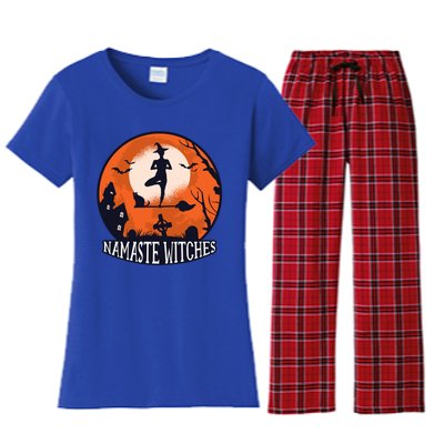 Funny Namaste Witches Halloween Yoga And Relaxation Funny Gift Women's Flannel Pajama Set