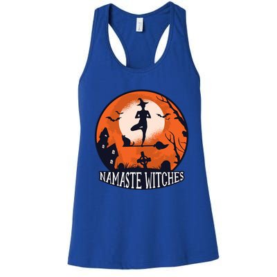 Funny Namaste Witches Halloween Yoga And Relaxation Funny Gift Women's Racerback Tank