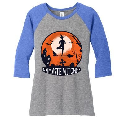 Funny Namaste Witches Halloween Yoga And Relaxation Funny Gift Women's Tri-Blend 3/4-Sleeve Raglan Shirt