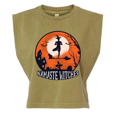 Funny Namaste Witches Halloween Yoga And Relaxation Funny Gift Garment-Dyed Women's Muscle Tee