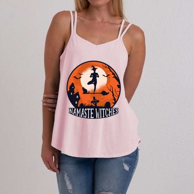 Funny Namaste Witches Halloween Yoga And Relaxation Funny Gift Women's Strappy Tank