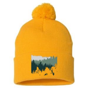 Forest Nature Wildlife Lovers Trees Hiking Camping Pom Pom 12in Knit Beanie