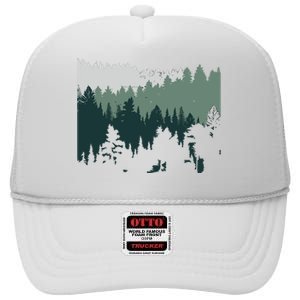 Forest Nature Wildlife Lovers Trees Hiking Camping High Crown Mesh Back Trucker Hat