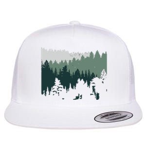 Forest Nature Wildlife Lovers Trees Hiking Camping Flat Bill Trucker Hat