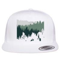 Forest Nature Wildlife Lovers Trees Hiking Camping Flat Bill Trucker Hat