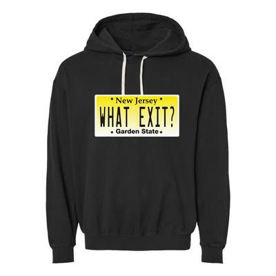 Funny Nj What Exit New Jersey Garden State Parkway Garment-Dyed Fleece Hoodie