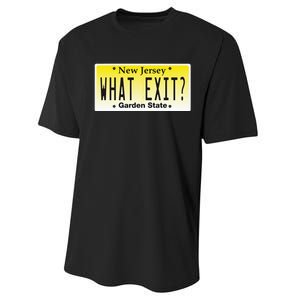 Funny Nj What Exit New Jersey Garden State Parkway Performance Sprint T-Shirt