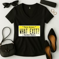 Funny Nj What Exit New Jersey Garden State Parkway Women's V-Neck T-Shirt