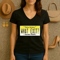 Funny Nj What Exit New Jersey Garden State Parkway Women's V-Neck T-Shirt