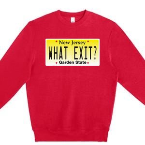 Funny Nj What Exit New Jersey Garden State Parkway Premium Crewneck Sweatshirt