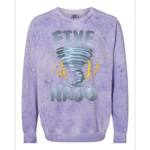 Five Nado Warning 5th Birthday Tornado Themed Birthday Colorblast Crewneck Sweatshirt