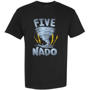 Five Nado Warning 5th Birthday Tornado Themed Birthday Garment-Dyed Heavyweight T-Shirt