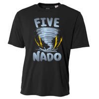 Five Nado Warning 5th Birthday Tornado Themed Birthday Cooling Performance Crew T-Shirt